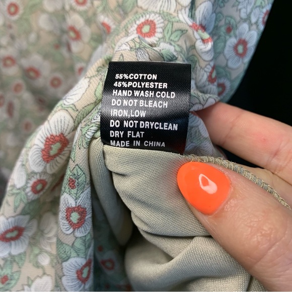 POL Delicate Floral Print Cottagecore Long Sleeve Sheer Dress, size L - Picture 9 of 12